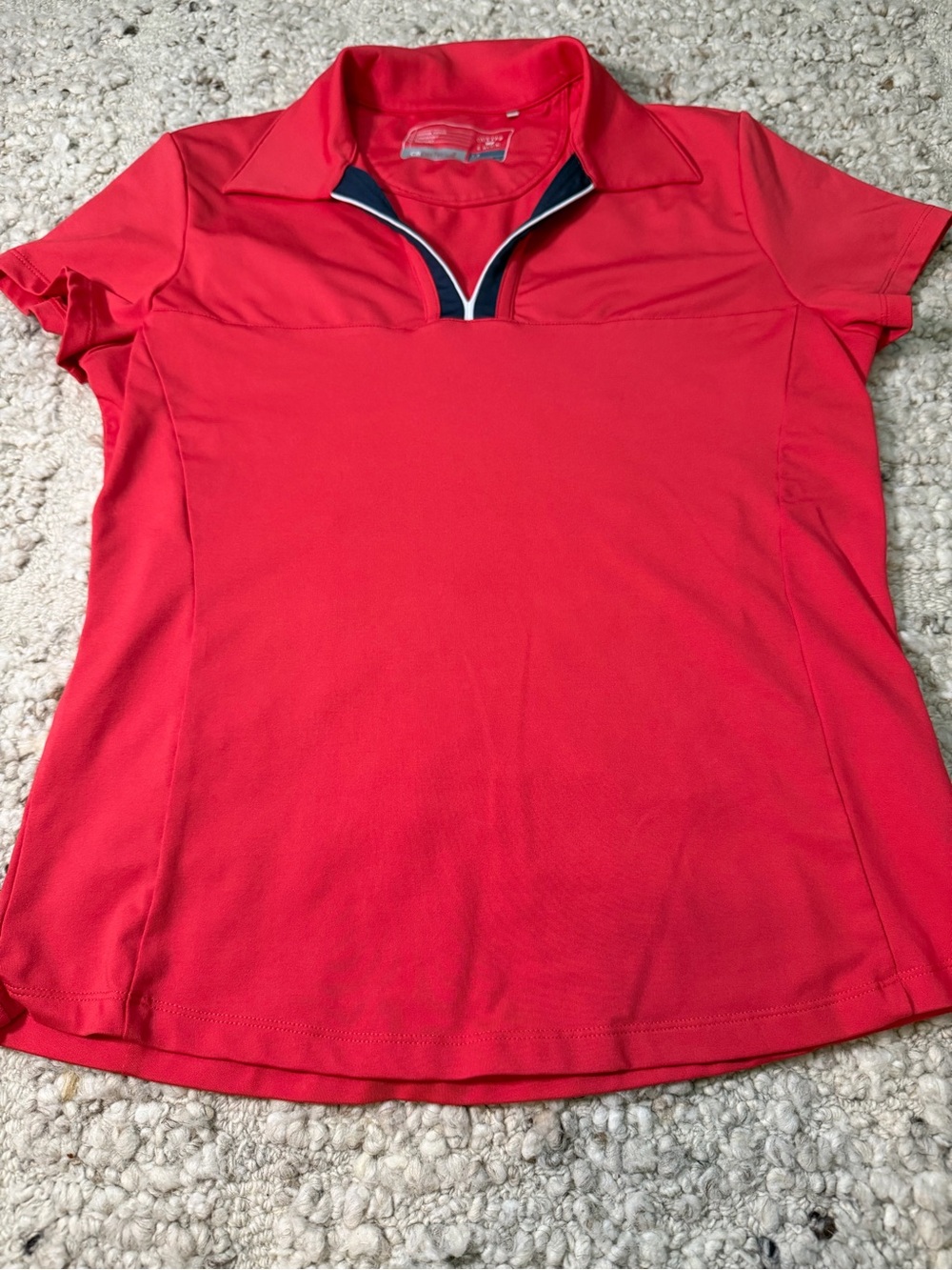 Cutter & Buck Red Short-Sleeve Polo with Navy Trim